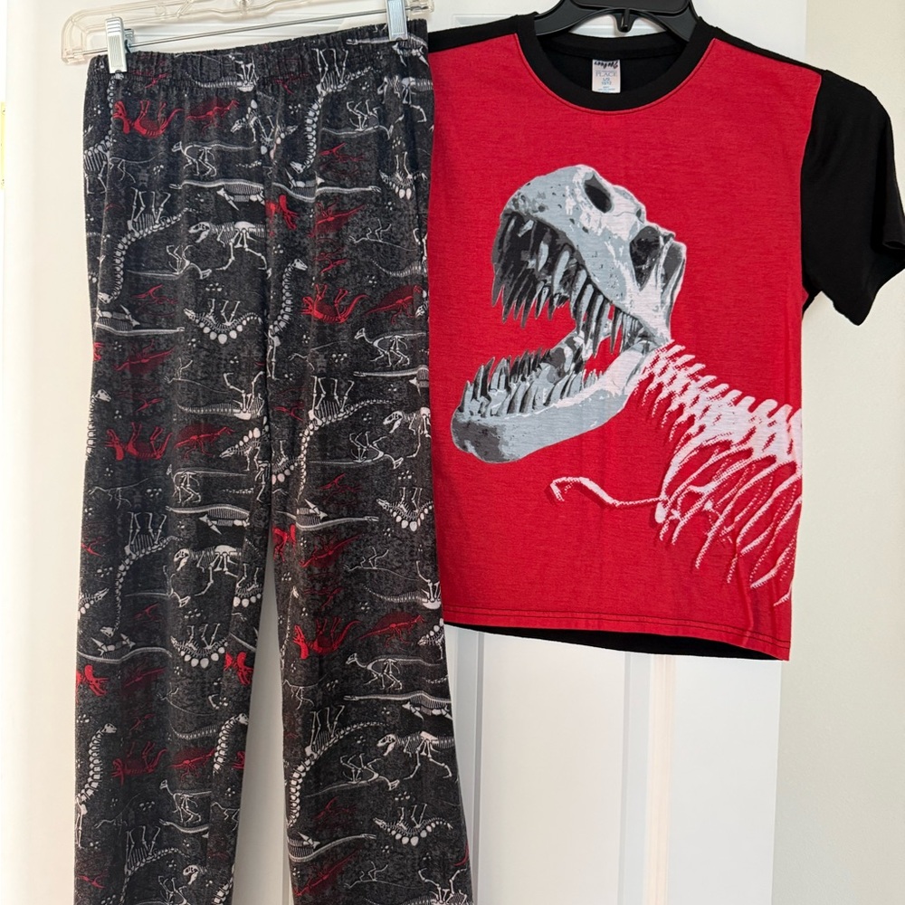 Place Kids Dinosaur Pajama Set - Red and Black